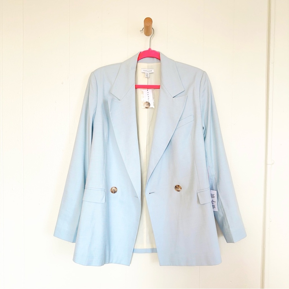 Topshop Periwinkle Blue Double-Breasted Blazer Sabrina Carpenter Color